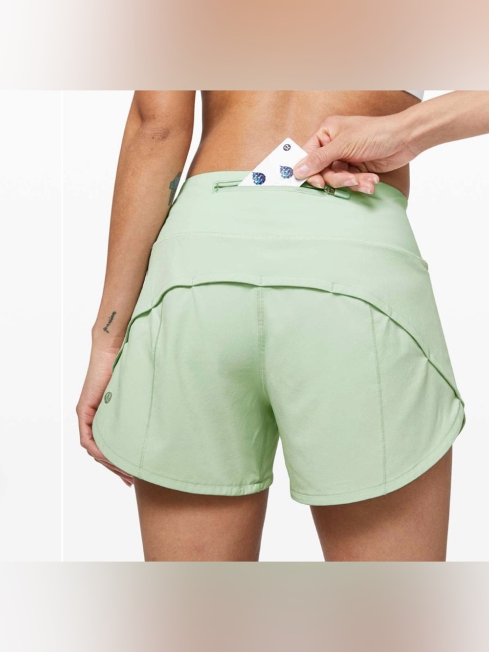 lululemon athletica Light Mint High-Rise Athletic Shorts with Rear Zip Pocket